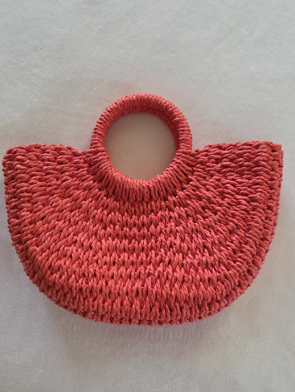 NWOT Straw Tote with Round Top Handles